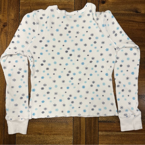 Roxy Quicksilver Thermal Shirt with Snowflake pattern, white and blue, Sz Large - Picture 5 of 7